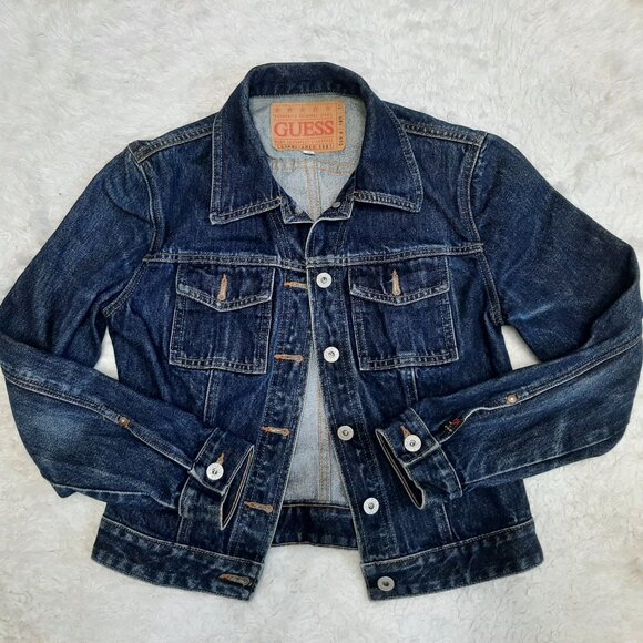 Vintage Guess Women's Blue Denim Jacket Made in USA Size: S - Picture 1 of 9